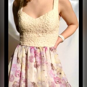 CANDIES Juniors' Size Large Heart Cut Out Sweetheart Lace Bodice Chiffon Dress